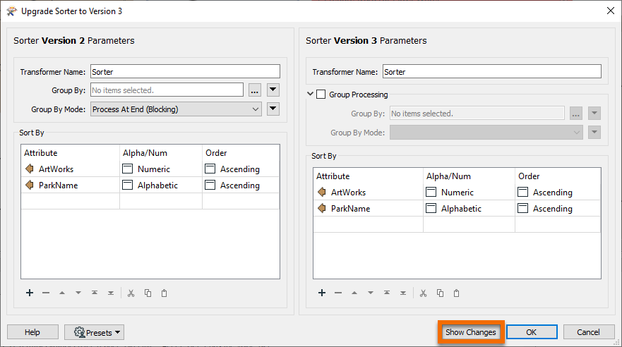 Comparing transformer versions